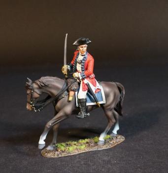 Image of British Mounted Officer, The Battle of Saratoga, 1777, British Mounted Officers, The American War of Independence 1775-1783--single mounted figure with sword in hand, looking left #53014