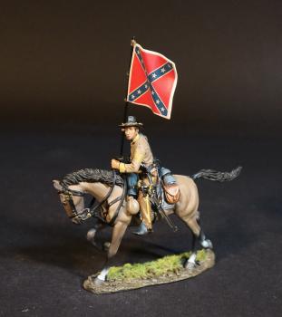 Confederate Standard Bearer, Cavalry Division, The Army of Northern Virginia, The Battle of Brandy Station, June 9th, 1863, The American Civil War, 1861-1865--single mounted figure (butternut uniform, tan horse) with flag #53025