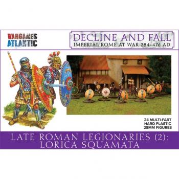 28mm Late Roman Legionaries (2):  Lorica Squamata, Decline & Fall:  Imperial Rome at War, 284-476 CE--24 unpainted multi-part plastic figures #53045