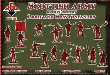 Red Box 72158 Scottish Army - Light & Heavy Infantry 16th Century  51 figures in 15 posess (unpainted)--FIVE IN STOCK. #53051