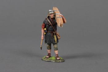 The Wood Cutter [No Shield] with his axe--single Roman Legionary figure in Red tunic with bundle of wood on left shoulder #53056