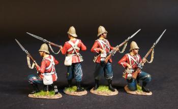 Image of Four Infantrymen (2standing reaching for cartridge, 2 kneeling reaching for cartridge), The 2nd Battalion, 3rd (East Kent) Regiment (The Buff), The Eshowe Relief Column, The Battle of Gingindhlovu, 2nd April 1879, The Anglo Zulu War--four figures #53119