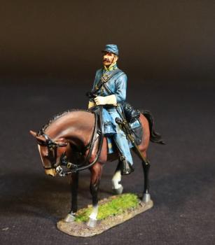 Image of Cavalry Trooper, Union Cavalry Corps, The Army of the Potomac, The Battle of Brandy Station, June 9th, 1863, ACW, 1861-1865--single mounted figure on walking horse (red-brown) #53124