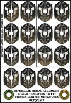 Republican Roman Legionary Shield Designs 27--28mm Republican Roman Legionary shield transfers to fit Victrix Ltd. miniatures--Special Order:  Takes 2 to 3 weeks #53131
