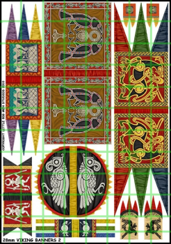 Viking Banners 2--28mm Viking banner sheet 4, designed to go with the Victrix Vikings miniatures--Special Order:  Takes 2 to 3 weeks #53135