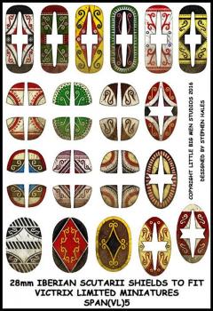 Iberian Scutarii Shield Transfers 5--28mm Iberian Scutarii Shields to fit Victrix Ltd. miniatures--Special Order:  Takes 2 to 3 weeks #53141