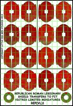 Republican Roman Shield Designs 1--28mm Republican Roman Legionary shield transfers to fit Victrix Ltd. miniatures--Special Order:  Takes 2 to 3 weeks #53142