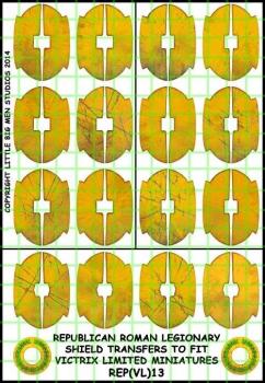 Republican Roman Shield Designs 13--28mm Republican Roman Legionary shield transfers to fit Victrix Ltd. miniatures--Special Order:  Takes 2 to 3 weeks #53145
