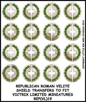 Republican Roman Shield Designs 19--28mm Republican Roman Legionary shield transfers to fit Victrix Ltd. miniatures--Special Order:  Takes 2 to 3 weeks #53147
