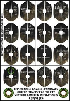 Republican Roman Shield Designs 24--28mm Republican Roman Velite shield transfers to fit Victrix Ltd. miniatures--Special Order:  Takes 2 to 3 weeks #53148