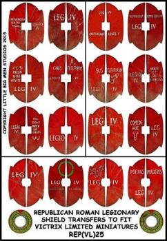 Republican Roman Shield Designs 25--28mm Republican Roman Velite shield transfers to fit Victrix Ltd. miniatures--Special Order:  Takes 2 to 3 weeks #53149