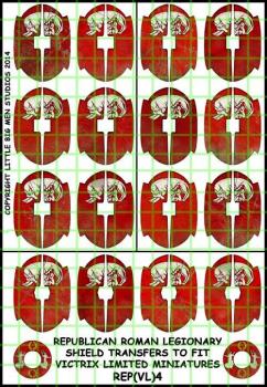Republican Roman Shield Designs 4--28mm Republican Roman Legionary shield transfers to fit Victrix Ltd. miniatures--Special Order:  Takes 2 to 3 weeks #53150