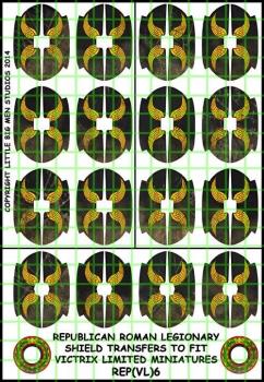 Republican Roman Shield Designs 6--28mm Republican Roman Legionary shield transfers to fit Victrix Ltd. miniatures--Special Order:  Takes 2 to 3 weeks #53152