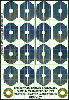 Republican Roman Shield Designs 7--28mm Republican Roman Legionary shield transfers to fit Victrix Ltd. miniatures--Special Order:  Takes 2 to 3 weeks #53153