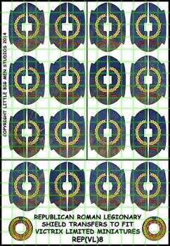 Republican Roman Shield Designs 8--28mm Republican Roman Legionary shield transfers to fit Victrix Ltd. miniatures--Special Order:  Takes 2 to 3 weeks #53154