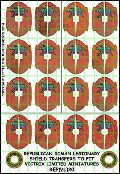 Republican Roman Shield Designs 20--28mm Republican Roman Legionary shield transfers to fit Victrix Ltd. miniatures--Special Order:  Takes 2 to 3 weeks #53156