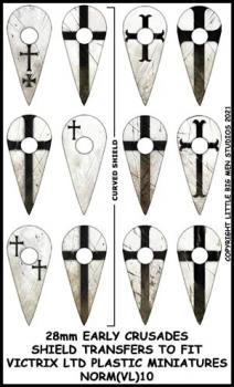 Norman Shield Designs 10--28mm Early Crusades Shield Transfers to fit Victrix Ltd. miniatures--Special Order:  Takes 2 to 3 weeks #53158