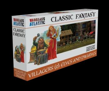 28mm Classic Fantasy: Villagers (2): Elves & Dwarves--24 multi-part hard plastic figures #53165