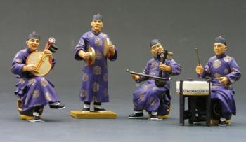 Musician Set--Four Traditional Chinese Court Musicians--four figures and drum--RETIRED. - LAST ONE!  #11035