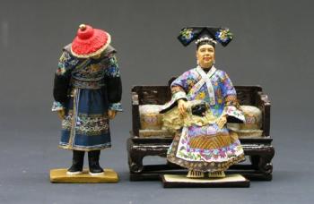 Dowager Empress with Court Eunoch & Backdrop--two figures, throne, & backdrop--RETIRED. - LAST ONE!  #11036