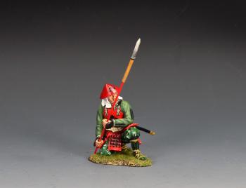 Eastern Army Ashigaru Kneeling Spearman--single kneeling figure (red armor, green clothing) #53349