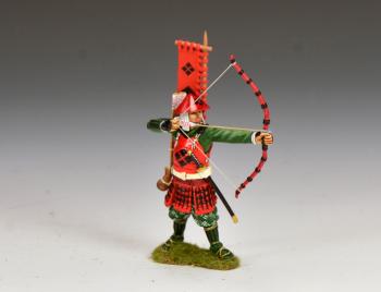 'Ashigaru Archer Standing about to fire' (Eastern Army)--single standing figure in red amor and green clothing #53354