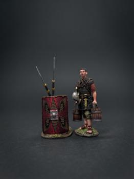 The Water Carrier with Red Shield (A)--single Roman Legionary figure with two buckets and shield leaning on two spears  #53371