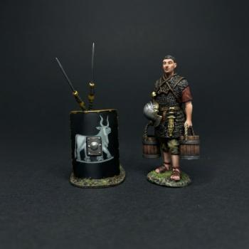 The Water Carrier with Black Shield (B)--single Roman Legionary figure with two buckets and shield leaning on two spears  #53372