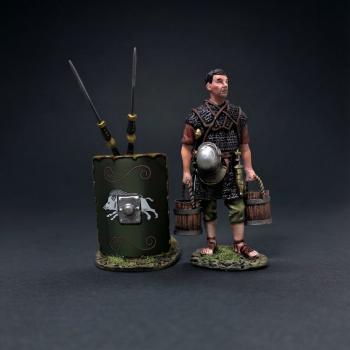 The Water Carrier with Green Shield (C)--single Roman Legionary figure with two buckets and shield leaning on two spears  #53373