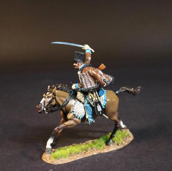 “A Storm of Lancers", French 2e Regiment de Hussars (#1), The Battle of Albuera, 16th May 1811--single mounted figure charging with sabre raised to swing (gloss) #53408