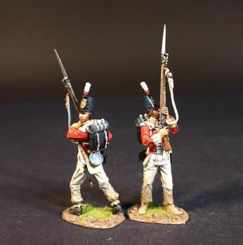 “A Storm of Lancers", 1/3rd Regiment of Foot (East Kent, “The Buffs”)  (#15, #19) The Battle of Albuera, 16th May 1811--two figures with muskets pointed up (gloss) #53410