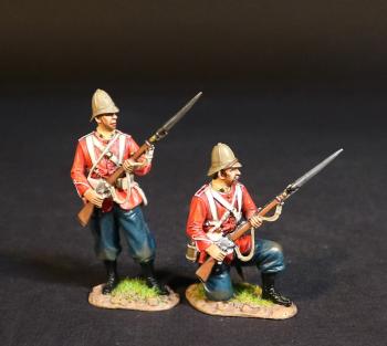Two Infantrymen (standing ready; kneeling ready), The 2nd Battalion, 3rd (East Kent) Regiment (The Buff), The Eshowe Relief Column, The Battle of Gingindhlovu, 2nd April 1879, The Anglo Zulu War--two figures #53430