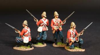 Image of Four Infantrymen (2 standing ready; 2 kneeling ready), The 2nd Battalion, 3rd (East Kent) Regiment (The Buff), The Eshowe Relief Column, The Battle of Gingindhlovu, 2nd April 1879, The Anglo Zulu War--four figures #53431