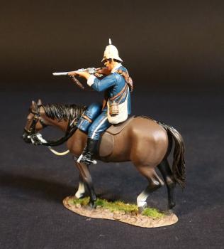 Image of Natal Carabinieers, Volunteers, Irregulars, and Auxiliaries, The Battle of Gingindhlovu, 2nd April 1879, The Anglo Zulu War--single mounted figure firing carbine to left) #53432