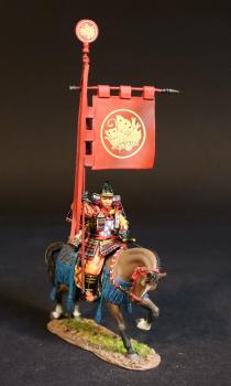 Image of Standard Bearer, The Taira Clan, The Gempei War, 1180-1185--single mounted figure with red standard #53439