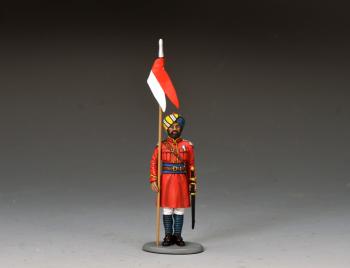 Image of Sam Browne's Cavalry Dismounted Sowar with Lance--single standing figure with lance standing at attention #53513