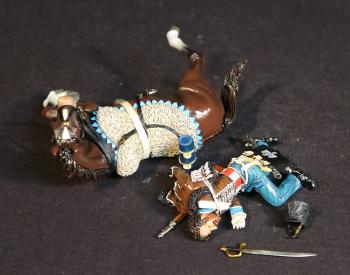 “A Storm of Lancers", French 2e Regiment de Hussars ((#13, #14), The Battle of Albuera, 16th May 1811--single figure lying dead, fallen horse, hat, sabre (gloss) #53526