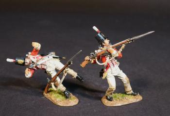“A Storm of Lancers", 1/3rd Regiment of Foot (East Kent, “The Buffs”)  (#17, #19) The Battle of Albuera, 16th May 1811--two figures (bayoneting upward; falling wounded, musket falling) up (gloss) #53528