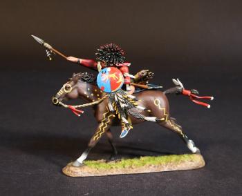 Cheyenne Dog Society Soldier, The Battle Where the Girl Saved Her Brother, 17th June 1876, The Black Hill Wars, 1876-1877, Thunder on the Plains--single mounted figure spear thrust forward, leading the charg #53539