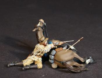 Forsyth's Scouts, Battle of Beecher's Island, 17th -19th September 1868, Thunder on the Plains--single prone figure firing rifle over downed horse figure  #53541