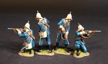 Four Natal Carabinieers, Volunteers, Irregulars, and Auxiliaries, The Battle of Gingindhlovu, 2nd April 1879, The Anglo Zulu War--four figures (2 kneeling fiiring; 2 standing ready carbine pointed down) #53544