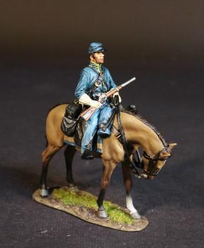 Cavalry Trooper, Union Cavalry Corps, The Army of the Potomac, The Battle of Brandy Station, June 9th, 1863, ACW, 1861-1865--single mounted figure on walking tan horse (carbine held across saddle) #53548