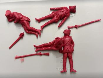 American Revolutioary War Casualties --eight resin figures in four poses (red)--FOURTEEN IN STOCK. #53566