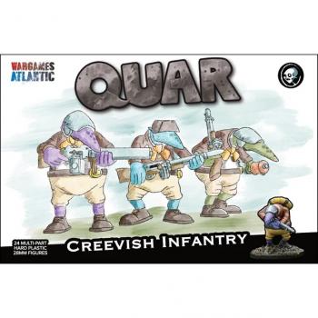 Quar:  Creevish Infantry-- 24 unpainted multi-part hard plastic 28mm figures #53579