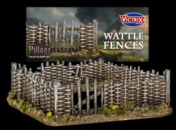 28mm Wattle Fences--three sprues of unassembled hard plastic multi-part model fences (a total of 288cm of fencing!) #53585