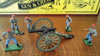 Image of Confederate Gun and Crew, The American Civil War, Special Collectors Edition (GLOSS)--five figures, cannon, bucket--RETIRED--LAST ONE!! #53586