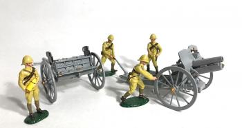 W.Britain Premier Series 54mm Glossy British 4.5 Howitzer with Limber & Four-Man Foreign Service Detachment--RETIRED--LAST ONE!! #53588