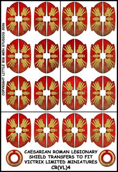 28mm Caesarian Roman Legionary Shield Transfers to fit Victrix Limited Miniatures CR(VL)4--sixteen 28mm Caesarian Roman shield transfers for Victrix range of Caesarian Romans--Special Order:  Takes 2 to 3 weeks #53636