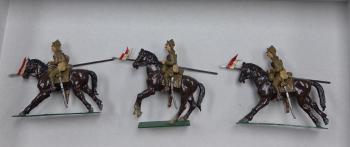 Alymer British 21st Lancers Cavalry, Sudan, 1898--three mounted figures with some chipped paint--RETIRED--LAST ONE!! #53667