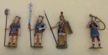 Alymer Roman Command Figures (cornican, signifer, imagifer) and Roman Legionary with flat rectangular shield--four figures--RETIRED--LAST ONE!! #53668